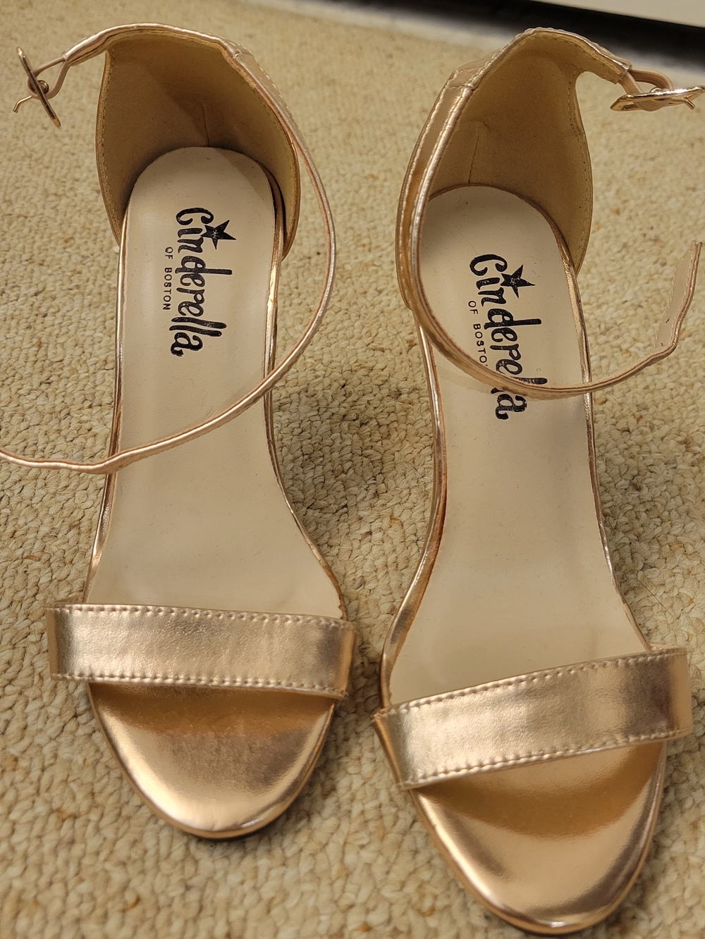 Cinderella of Boston Rose Gold Ankle-Strap Heels